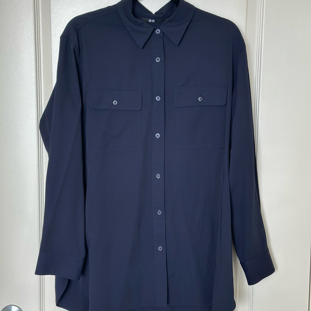 Uniqlo Navy Spread Collar Shirt